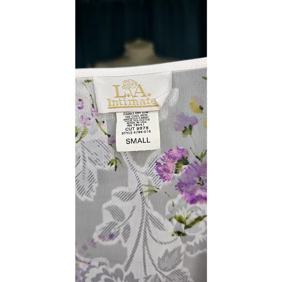 Vintage LA intimates sheer floral robe *No belt size small - Picture 3 of 4